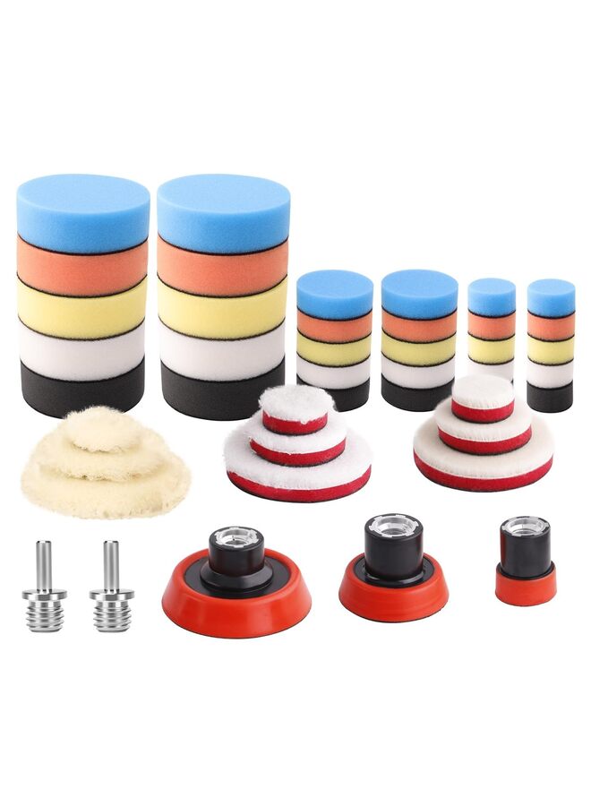 44Pcs Car Foam Drill Polishing Pad Kit, 1inch 2inch 3inch Detail Polishing Buffing Pad Mix Size Car Detailing Kit for Buffer Polisher Polishing, Buffing - Image 1