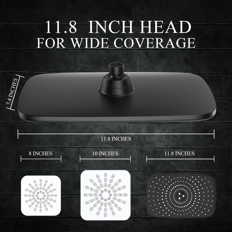 Veken 11.8" Rain Shower Head with Handheld, High Pressure Handheld Shower Heads with Multi Spray Modes, Rainfall Combo with 15" Metal Extension Arm,Detachable Dual Shower, Long 6 ft. Hose,Matte Black - Image 3