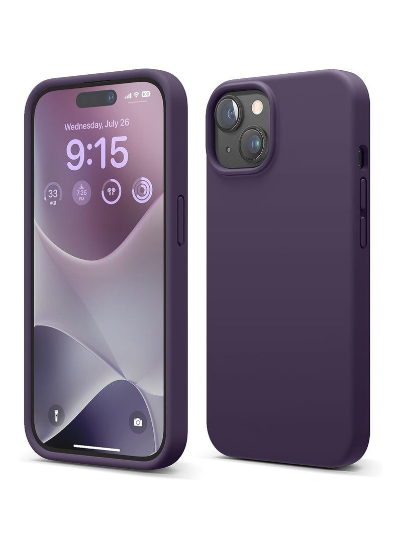 أكاليكس جراب سيليكون متوافق مع iPhone 15، جراب هاتف سيليكون سائل رفيع مع طبقات مطاطية ناعمة، مصد مقاوم للصدمات مع بطانة من مادة TPU (أرجواني غامق) - Image 1
