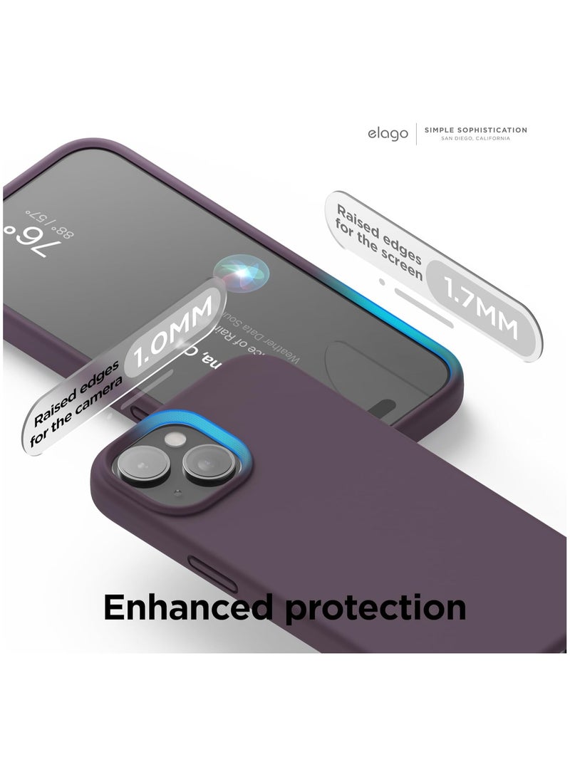 أكاليكس جراب سيليكون متوافق مع iPhone 15، جراب هاتف سيليكون سائل رفيع مع طبقات مطاطية ناعمة، مصد مقاوم للصدمات مع بطانة من مادة TPU (أرجواني غامق) - Image 3