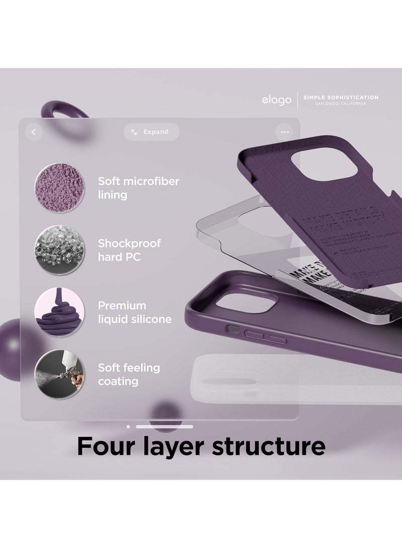 أكاليكس جراب سيليكون متوافق مع iPhone 15، جراب هاتف سيليكون سائل رفيع مع طبقات مطاطية ناعمة، مصد مقاوم للصدمات مع بطانة من مادة TPU (أرجواني غامق) - Image 4