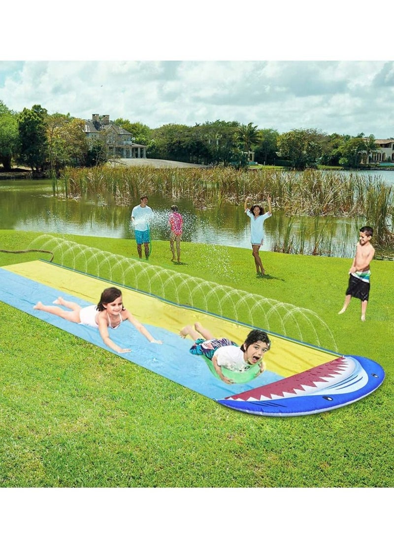 Shark Water Slide Children's Outdoor Lawn Water Spray Toy Children's Lawn Water Play Toy Slide (with 2 Free Skateboards)  - Image 3
