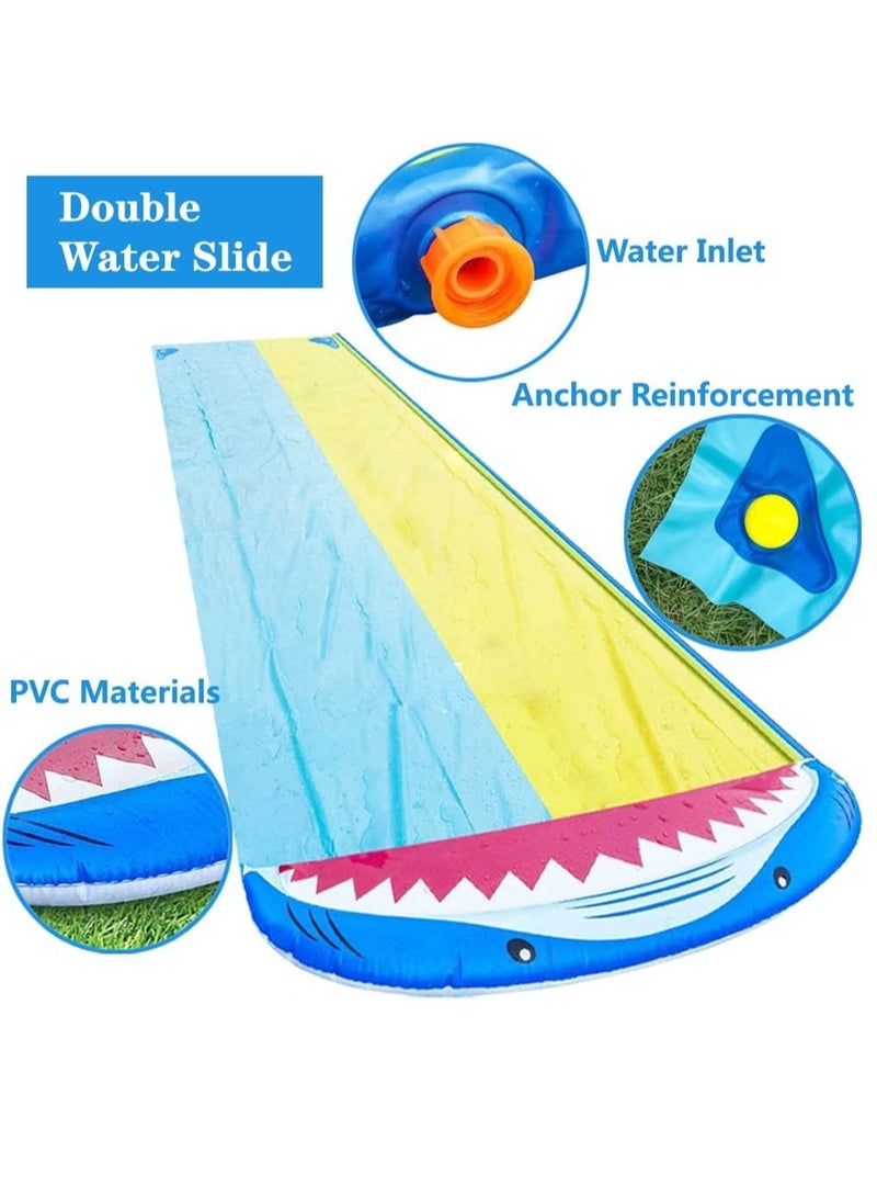 Shark Water Slide Children's Outdoor Lawn Water Spray Toy Children's Lawn Water Play Toy Slide (with 2 Free Skateboards)  - Image 4