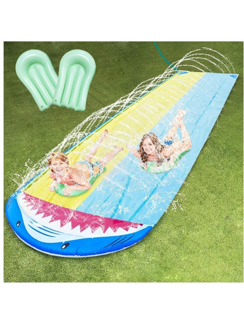 Shark Water Slide Children's Outdoor Lawn Water Spray Toy Children's Lawn Water Play Toy Slide (with 2 Free Skateboards)  - Image 1