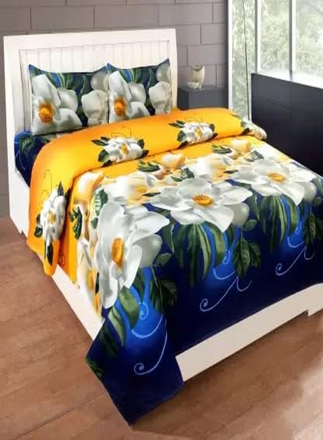 DECORUM Prime Collection 144 Tc 3 D Printed Polycotton Double Bedsheet with 2 Pillow Cover (Yellow) - Image 3