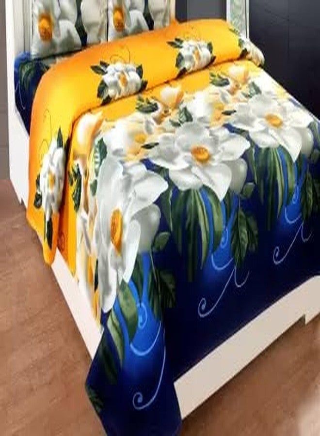 DECORUM Prime Collection 144 Tc 3 D Printed Polycotton Double Bedsheet with 2 Pillow Cover (Yellow) - Image 4