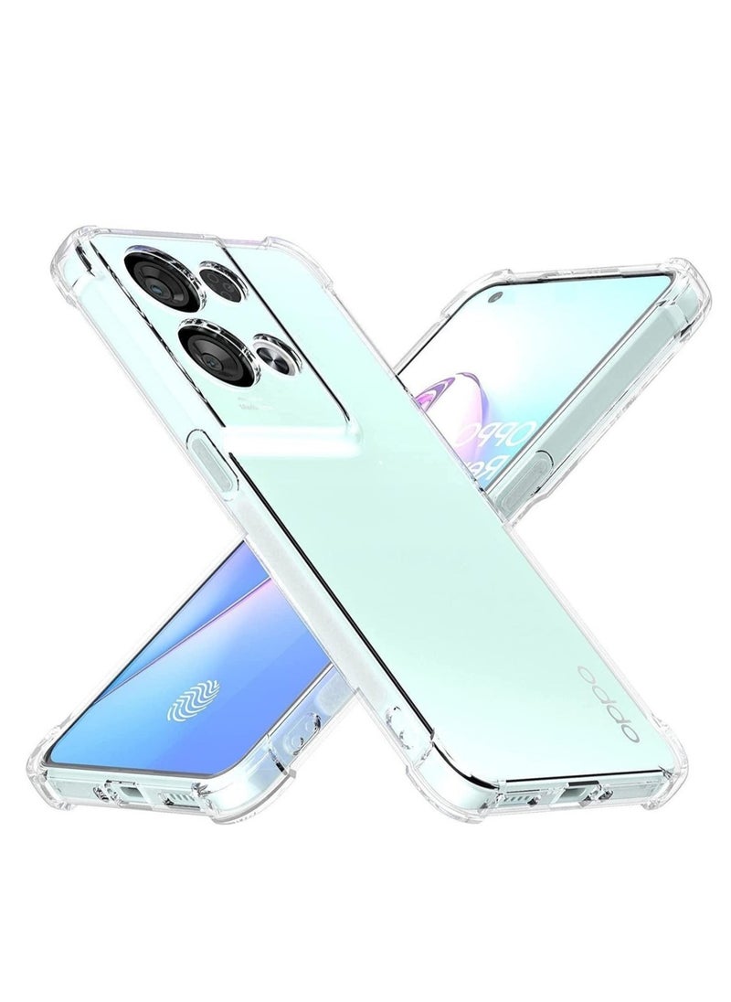إيف حافظة لهاتف OPPO Reno 8 5G حافظة شفافة ناعمة ومرنة وغطاء خلفي من السيليكون الشفاف من مادة TPU مع حماية للكاميرا وممتص للصدمات - Image 1