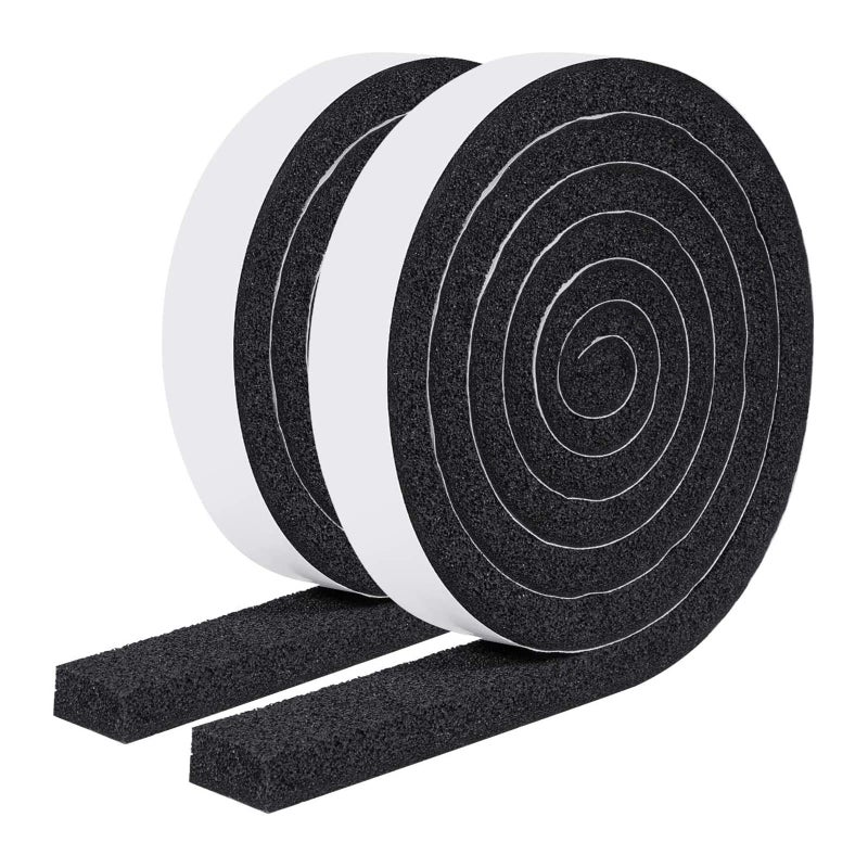 MAGZO Weather Stripping Door Seal 1 Inch W X 1/2 Inch T, Strong Adhesion and High Resilience Air Conditioner Foam Insulation for Cars, Total Length 13 Feet (6.5 ft x 2 Rolls) - Image 1