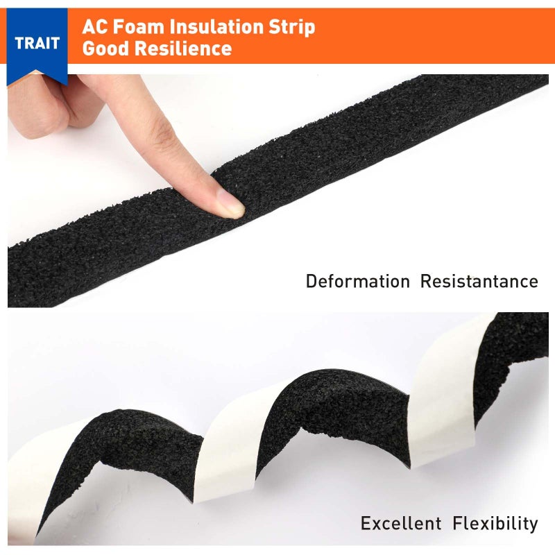 MAGZO Weather Stripping Door Seal 1 Inch W X 1/2 Inch T, Strong Adhesion and High Resilience Air Conditioner Foam Insulation for Cars, Total Length 13 Feet (6.5 ft x 2 Rolls) - Image 4