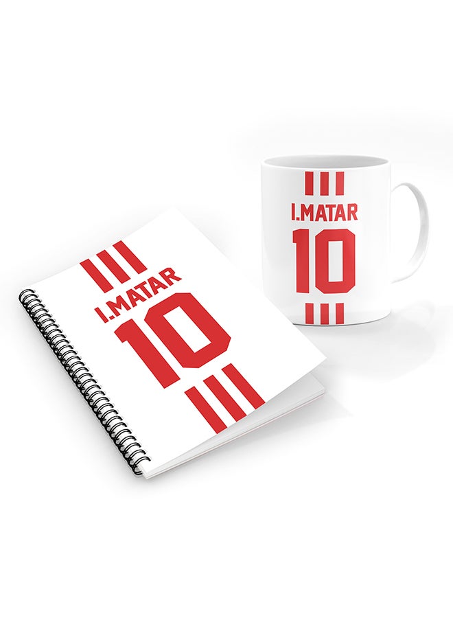 Stylizedd Designer Printed Coffee Mug + A5 Spiral Notebook Memo Notepad Journal Personalised Combo Gift Set Football Team - UAE,I.Matar