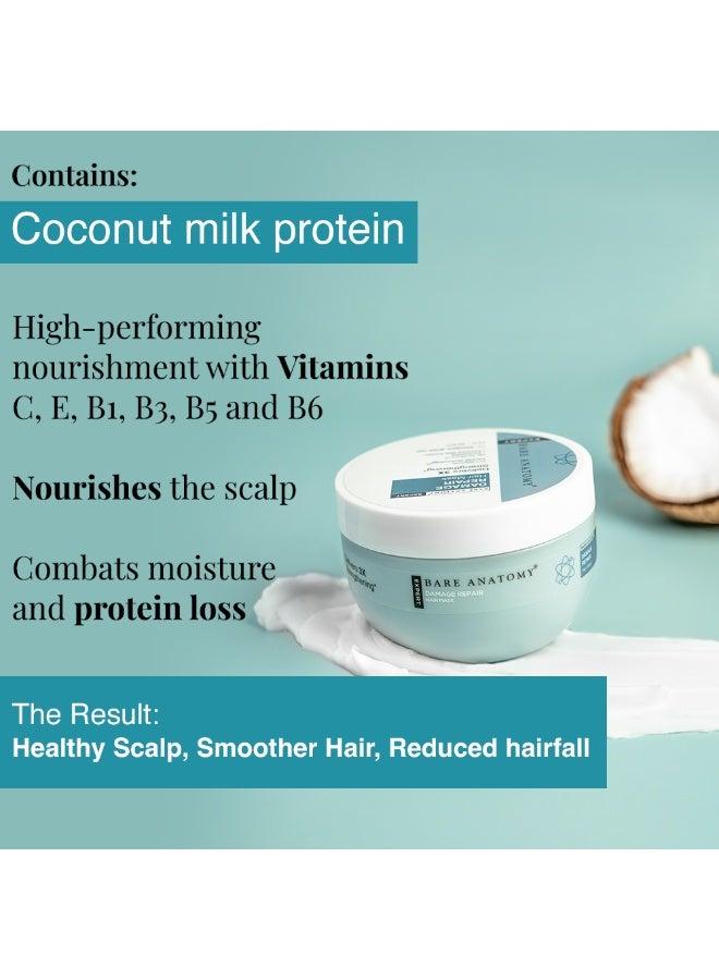BARE ANATOMY Damage Repair Hair Mask, 3X Strengthening By Ceramide A2 & Coconut Milk Protein, For Smoothing & Deep Conditioning, For Dry & Frizzy Hair, Paraben & Sulphate Free, Women & Men, 250G - Image 5