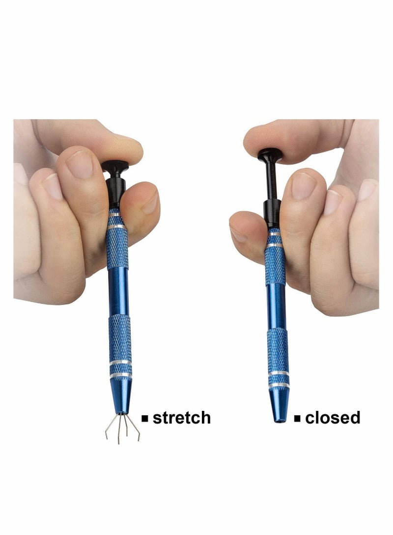 Excefore 3 قطع من أداة التقاط 4 مخالب من الفولاذ المقاوم للصدأ للأجزاء الصغيرة، أداة التقاط معدنية، شريحة IC، حامل مخلب معدني، مكون إلكتروني، جوهرة، ملقط أحجار كريمة - Image 4