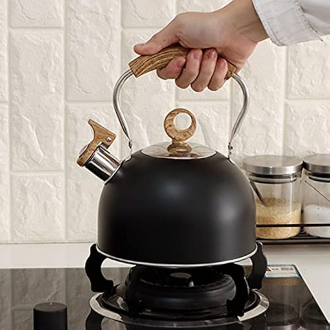 Vokers Whistling Tea Kettle Larger Capacity 25 Liter Stainless Steel Teapot With Ergonomic Handle Whistling Tea Pot For Electric Stove Gas Stove Stove TopBlack - Image 3
