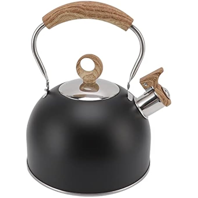 Vokers Whistling Tea Kettle Larger Capacity 25 Liter Stainless Steel Teapot With Ergonomic Handle Whistling Tea Pot For Electric Stove Gas Stove Stove TopBlack - Image 1