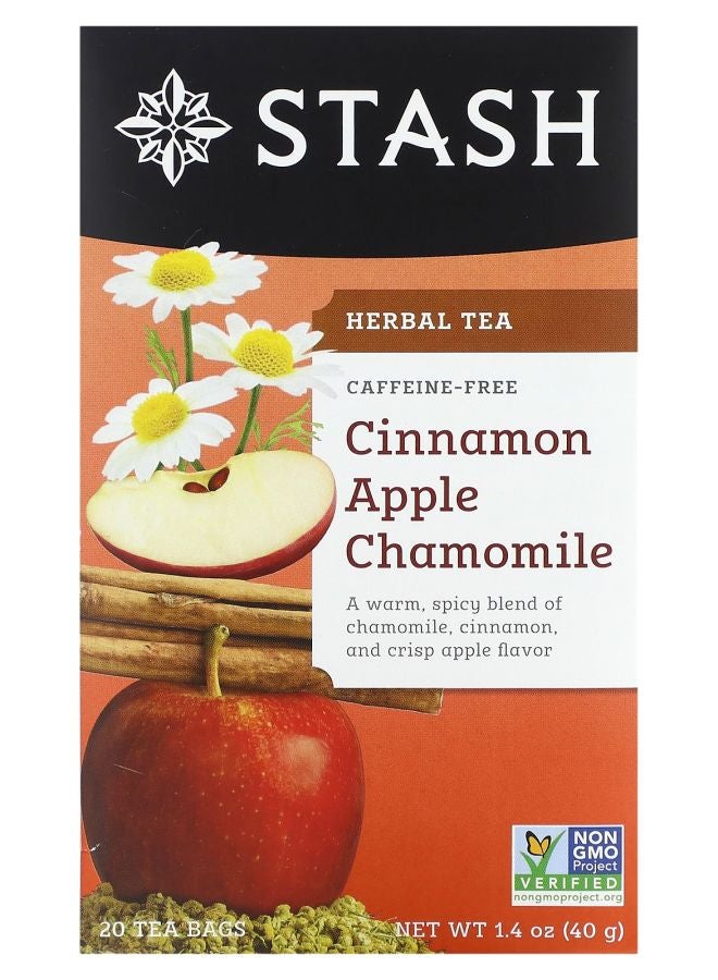 Stash Tea Herbal Tea Cinnamon Apple Chamomile Caffeine Free 20 Tea Bags 1.4 oz (40 g)