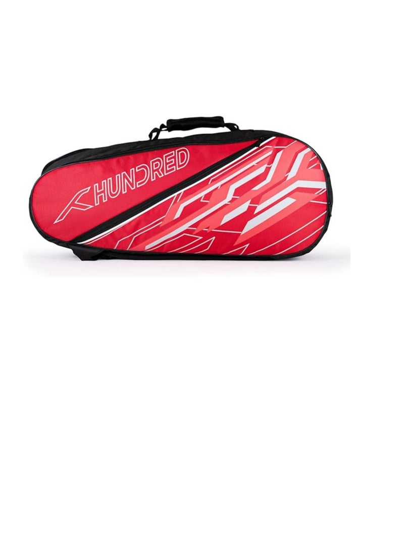 HUNDRED - Two Step Badminton and Tennis Racquet Kit Bag |Size: Medium/6in1) | Material: Polyester | Multiple Compartment with Side Pouch | Easy-Carry Handle | Padded Back Straps | Front Zipper Pocket - Image 1