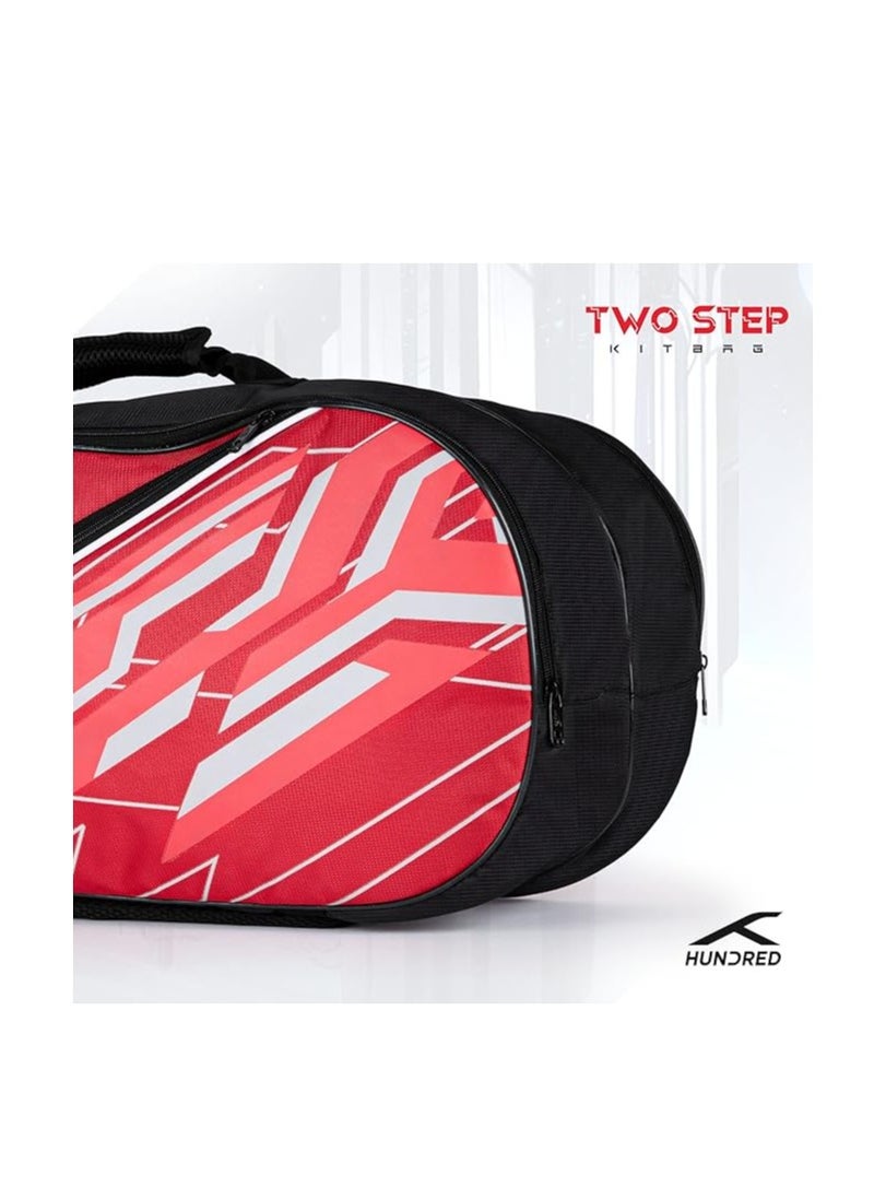HUNDRED - Two Step Badminton and Tennis Racquet Kit Bag |Size: Medium/6in1) | Material: Polyester | Multiple Compartment with Side Pouch | Easy-Carry Handle | Padded Back Straps | Front Zipper Pocket - Image 1