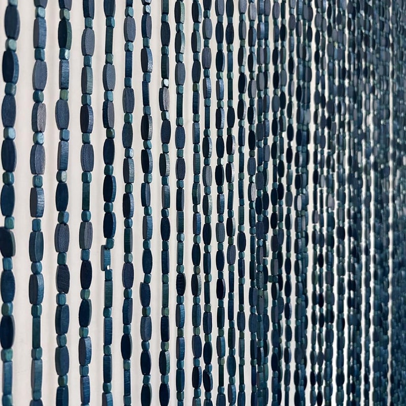FlavorThings 52 Strands 36 x 79 Blue Wood and Bamboo Beaded Curtain for Doorway Room DividerBamboo and Wooden Doorway BeadsBoho Bohemian Curtain Blue