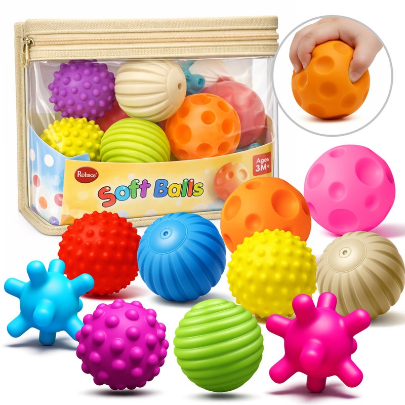 ROHSCE 10PCS Sensory Balls for Toddlers 13 Baby Toys 612 Months Soft Textured Balls Safe Teething Toys for Boys Girls Montessori Gifts 2025 - Image 2