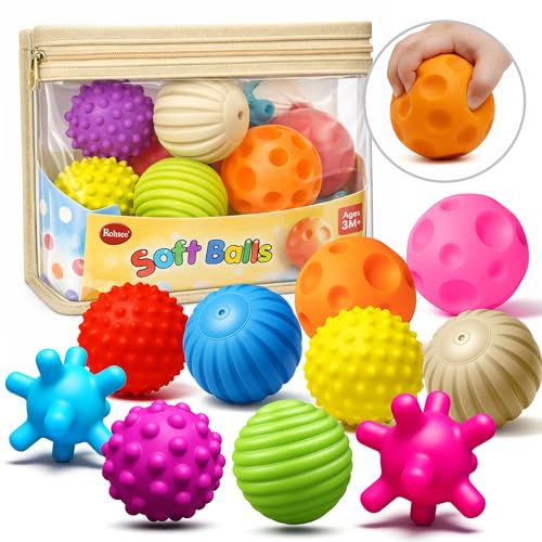 ROHSCE 10PCS Sensory Balls for Toddlers 13 Baby Toys 612 Months Soft Textured Balls Safe Teething Toys for Boys Girls Montessori Gifts 2025 - Image 1