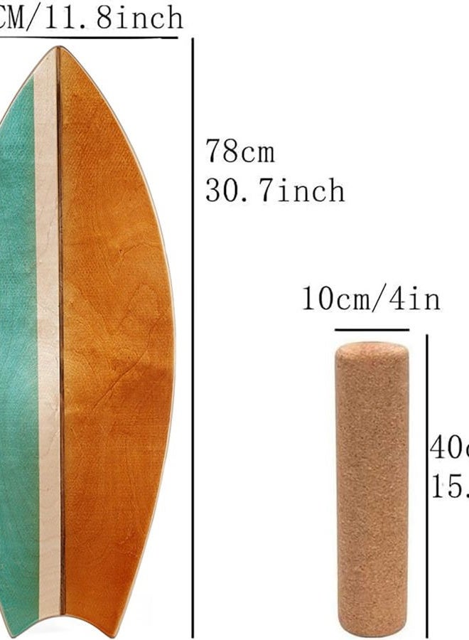 asktom Balance Board Indoor Surfboard Surf Style Home Fitness with Wheel for Exercise, Athletic Training and Board Sports - Fun Workout Equipment For Balance, Stability and Improving Core Strength (base_blue - Image 2