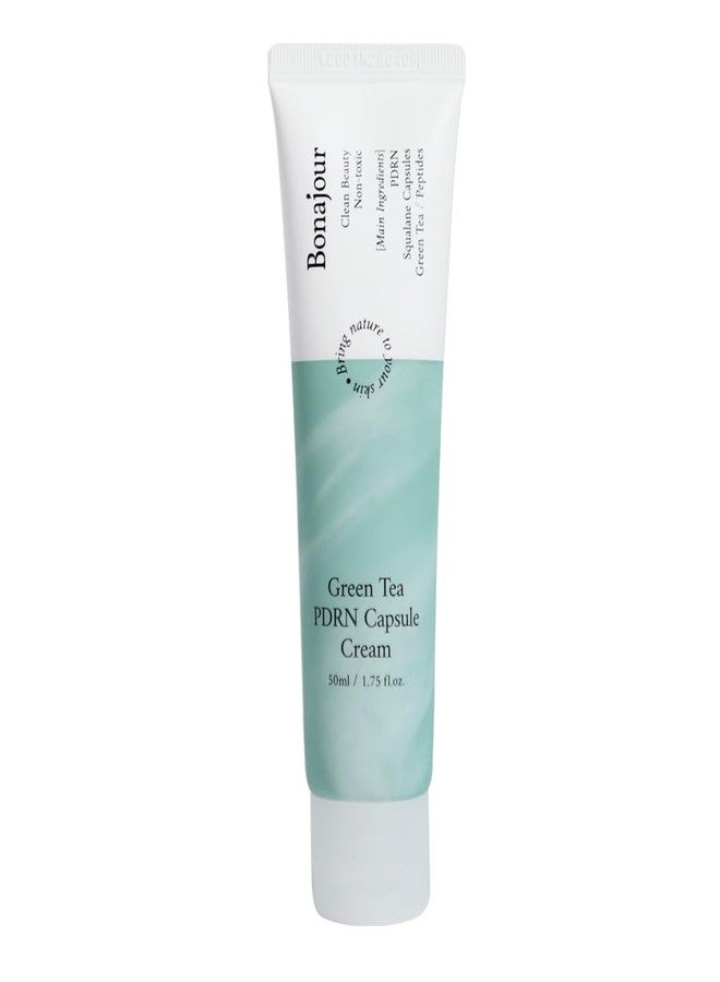 BONAJOUR] Green Tea PDRN Capsule Cream – 100H Hydration Clinically Tested, Radiance Boosting Moisturizer with Squalane Capsules & 11 Hyaluronic Acids for Dry Skin - Image 1