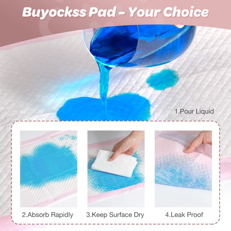 Buyockss Disposable Changing Pad Liners Pack of 100 Baby Incontinence Changing Pads Diaper UnderPads Ultra Soft Super Absorbent Waterproof Mat 13 x18 in - Image 4