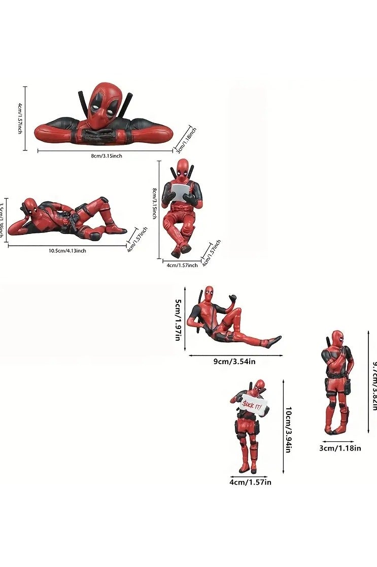 MARVEL 6pcs Marvel Deadpool Statue Ornaments, PVC Material Anime Collection Figure Set, Computer And Desktop Decorative Ornaments, Suitable for Holiday Gifts, Office And Home Party Decorations - Image 3