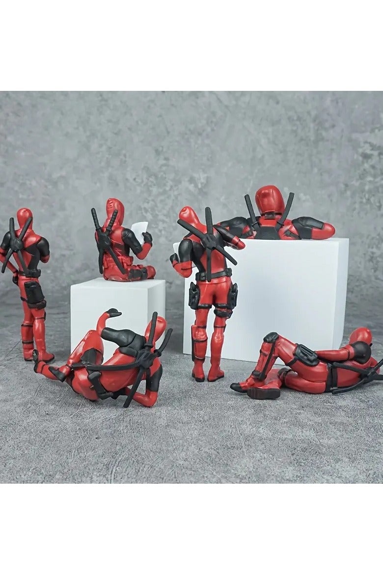 MARVEL 6pcs Marvel Deadpool Statue Ornaments, PVC Material Anime Collection Figure Set, Computer And Desktop Decorative Ornaments, Suitable for Holiday Gifts, Office And Home Party Decorations - Image 5