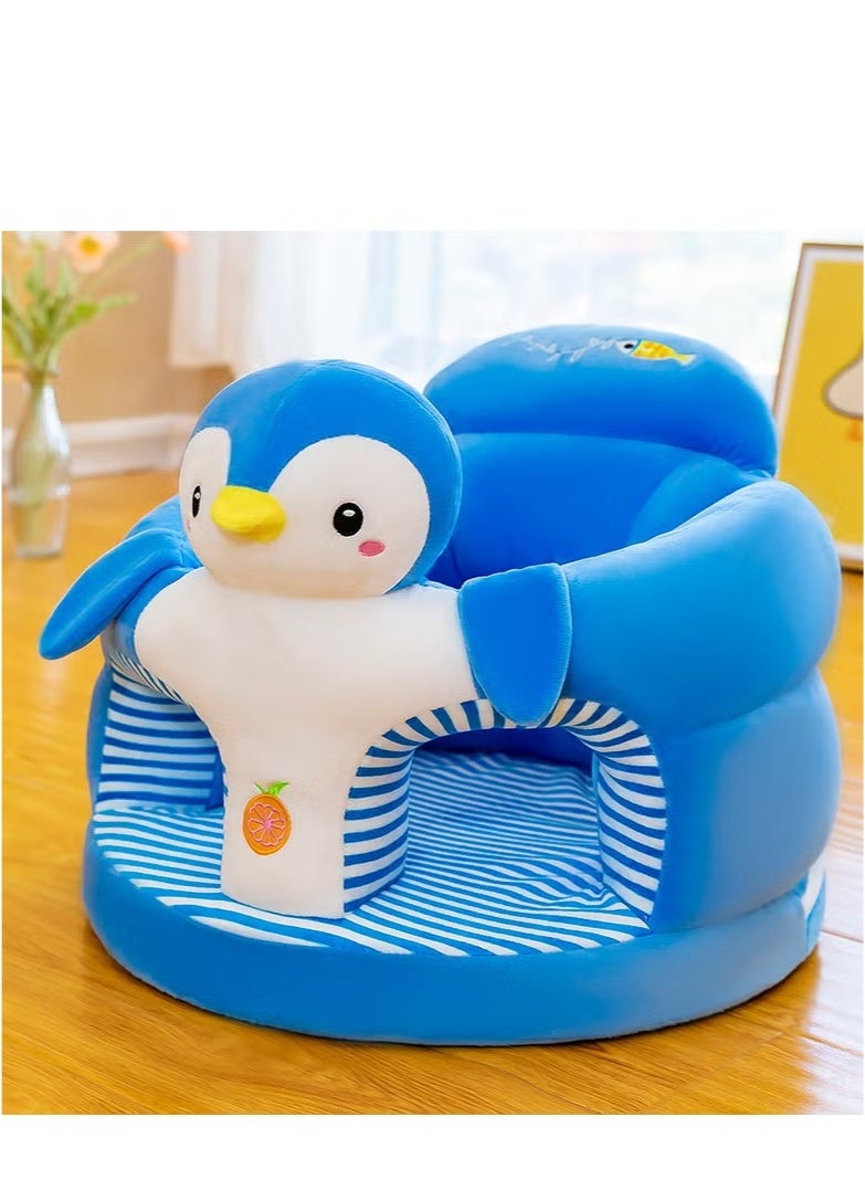 Baby Sofa Learn Sitting Chair With Toys Rack, Nursery Sit Support Plush Seat, Soft Hugging Pillow Cushion, Infant Floor Seats, Non-slip Armchair, Cartoon Animal Design, Gift for Kids Boys Girls 