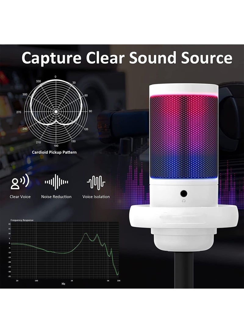FlashHawk RGB Gaming Microphone for PC/PS5 with Volume Controlling Pop Filter Condensor Mic with Quick Mute Podcast Microphone for Streaming Twitch/Discord/YouTube - Image 5