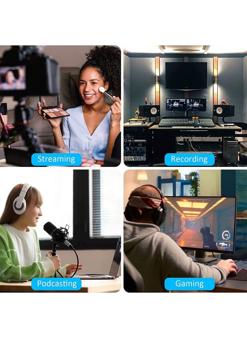 FlashHawk RGB Gaming Microphone for PC/PS5 with Volume Controlling Pop Filter Condensor Mic with Quick Mute Podcast Microphone for Streaming Twitch/Discord/YouTube - Image 4