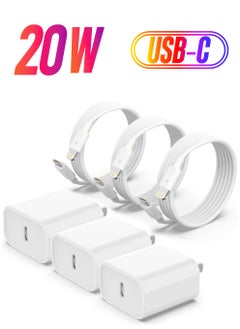 [MFi Certified] 3 Pack for i Phone 14 13 Fast Charger, 20W PD USB C Wall Charger Adapter with 3 Pack 6FT Type C to Lightning Cable Compatible for iPhone 14/13 Pro/13/12/12 Mini/12 Pro Max/11 Pro Max