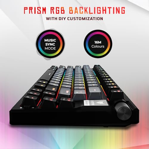 EvoFox Ronin Wired Mechanical Gaming Keyboard, 9 Layer Structure, Gasket Mount, 2 Layer Sound Dampening, Red Switches, Hot Swappable, Per-Key RGB, nKey Rollover, Volume Knob, Windows Software-Black - Image 5