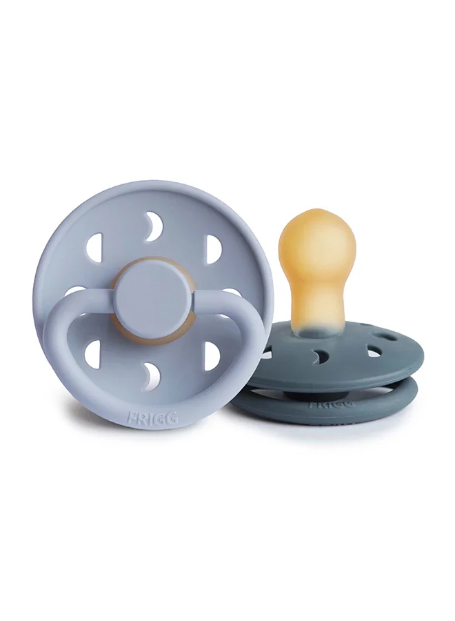 FRIGG Pack Of 2 Moon Phase Latex Baby Pacifier 0 To 6 Month Size 1 Powder Blue/Slate