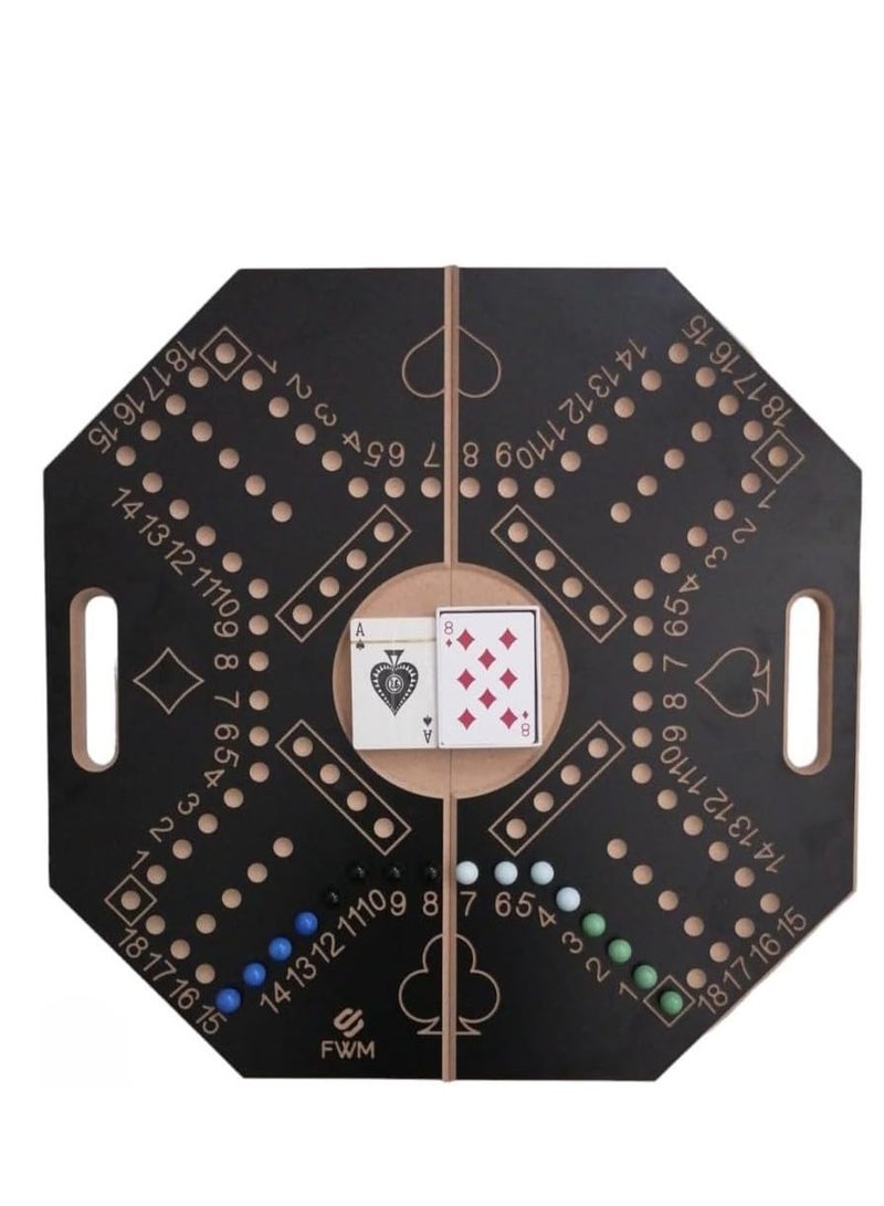 FWM Numbered Jackaroo for 4 players BOARD Foldable GAME Strategic Planning Fine Black Wood 2 type play card Best Quality plastic play card 57 * 57 * 2cm... - Image 3