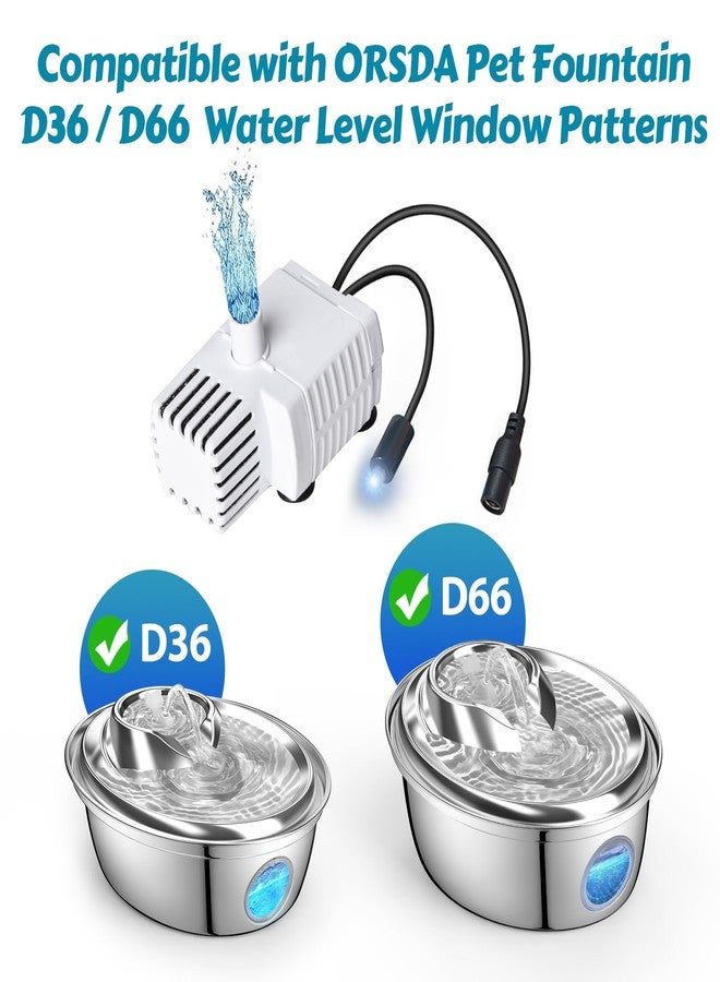 ORSDA Cat Fountain Pump for D36/D66 Cat Water Fountain with Level Window, LED Light, Replacement Motor for Stainless Steel Cat Dog Water Dispenser - Image 2