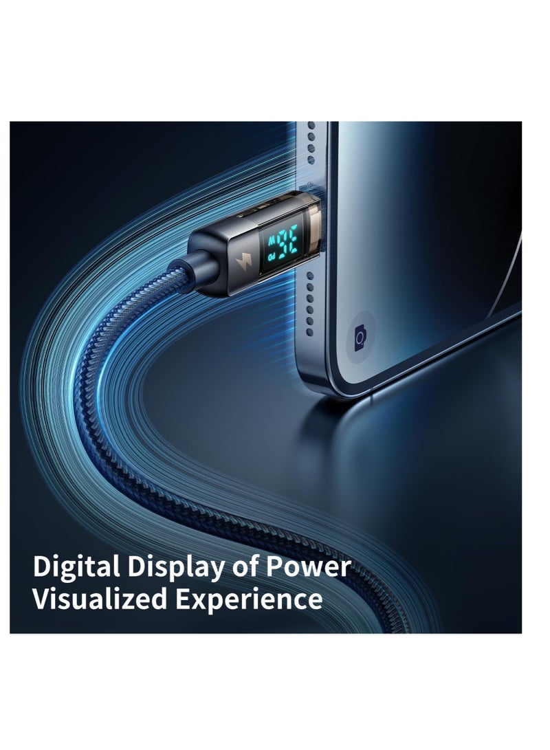 Excefore USB-C to Lightning Cable, 36W Transparent Data Cable PD Charger Digital Display, Auto Power Off Dual Core Protection, High Speed Data Transfer, for iPhone  - Image 4