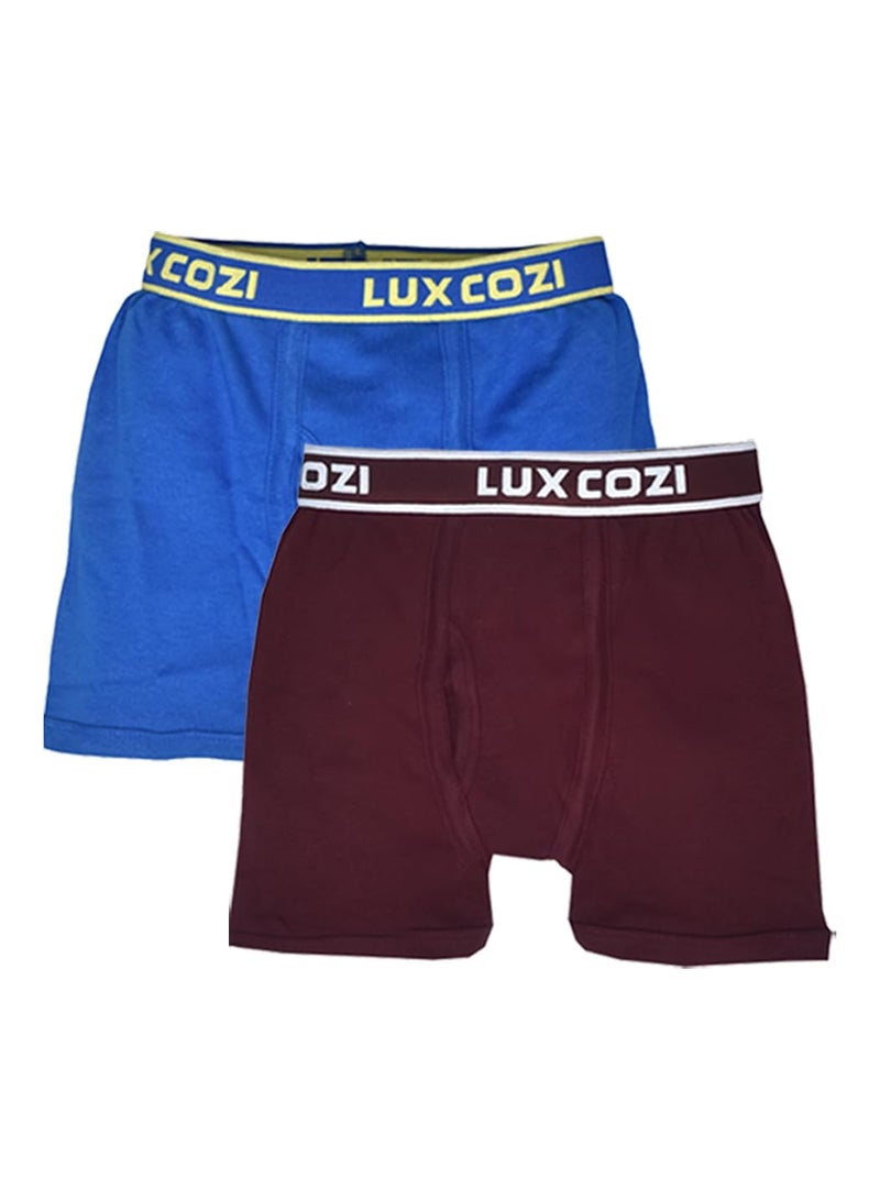 Lux Cozi Boy's Pack of 2 Super Combed Cotton Outer Elastic Solid Trunk with Ultra Soft Waistband (Size : 75cm) Multicolour - Image 1