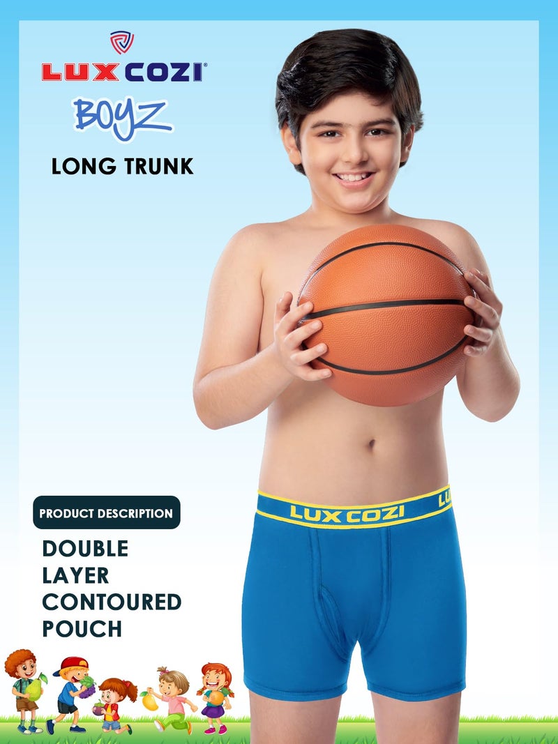 Lux Cozi Boy's Pack of 2 Super Combed Cotton Outer Elastic Solid Trunk with Ultra Soft Waistband (Size : 75cm) Multicolour - Image 2