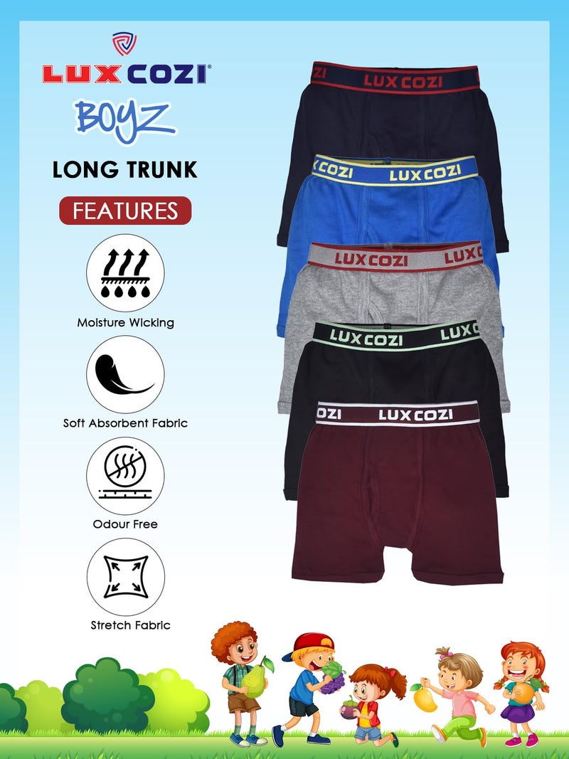 Lux Cozi Boy's Pack of 2 Super Combed Cotton Outer Elastic Solid Trunk with Ultra Soft Waistband (Size : 75cm) Multicolour - Image 5
