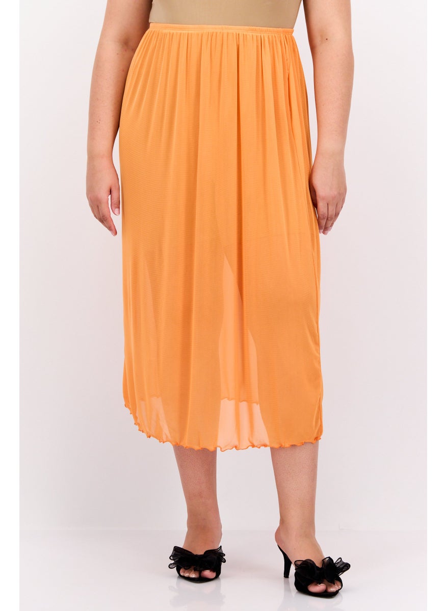 Women Plus Size Solid Midi Skirt, Orange - pzsku/ZADCDBF7F1DDD58B9AFECZ/45/_/1727187935/8eca5322-f883-4e4c-bfdc-60f19919eb1a