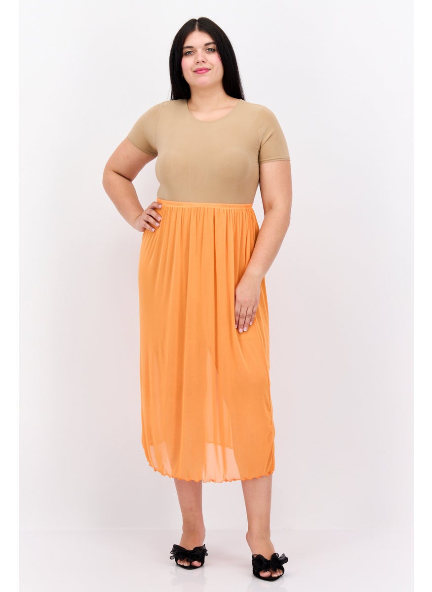 Women Plus Size Solid Midi Skirt, Orange - pzsku/ZADCDBF7F1DDD58B9AFECZ/45/_/1737987152/0a3d579b-f896-4f37-8a28-d09d83736b32