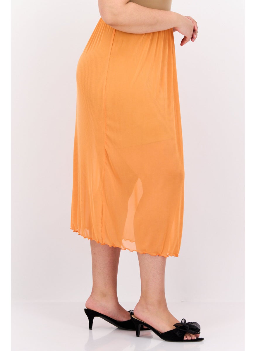 Women Plus Size Solid Midi Skirt, Orange - pzsku/ZADCDBF7F1DDD58B9AFECZ/45/_/1737987214/093cb776-4713-4f5f-993c-c3812a9ae568