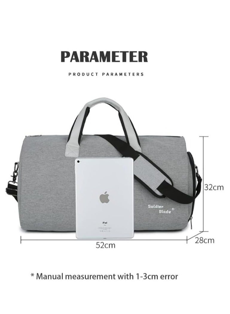 Golden Garment Bags, Convertible Garment Bag with Shoulder Strap, Shoes Compartment, Carry on Travel Suit Bags, 2 in 1 Garment Duffle Bag for Men Women Weekender Bag (Grey) - Image 2