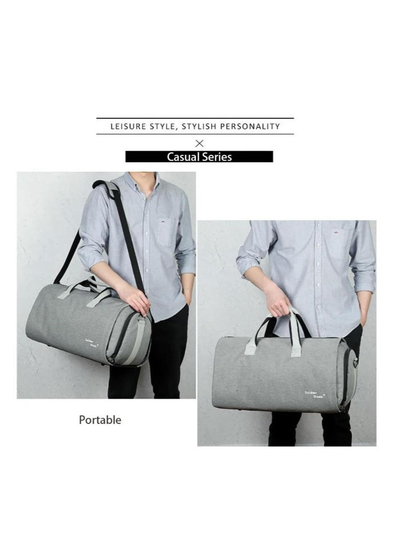 Golden Garment Bags, Convertible Garment Bag with Shoulder Strap, Shoes Compartment, Carry on Travel Suit Bags, 2 in 1 Garment Duffle Bag for Men Women Weekender Bag (Grey) - Image 3