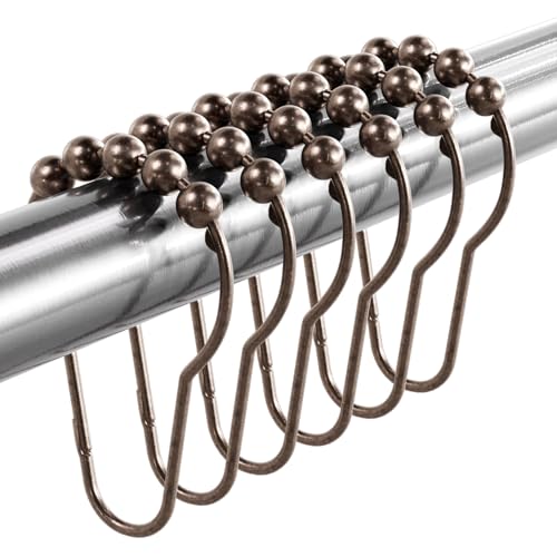 Titanker Titanker Shower Curtain Hooks Rings RustResistant Metal Shower Curtain Hooks for Bathroom Shower Rods Shower Hooks Shower Rings for Curtain  Set of 12 Bronze 