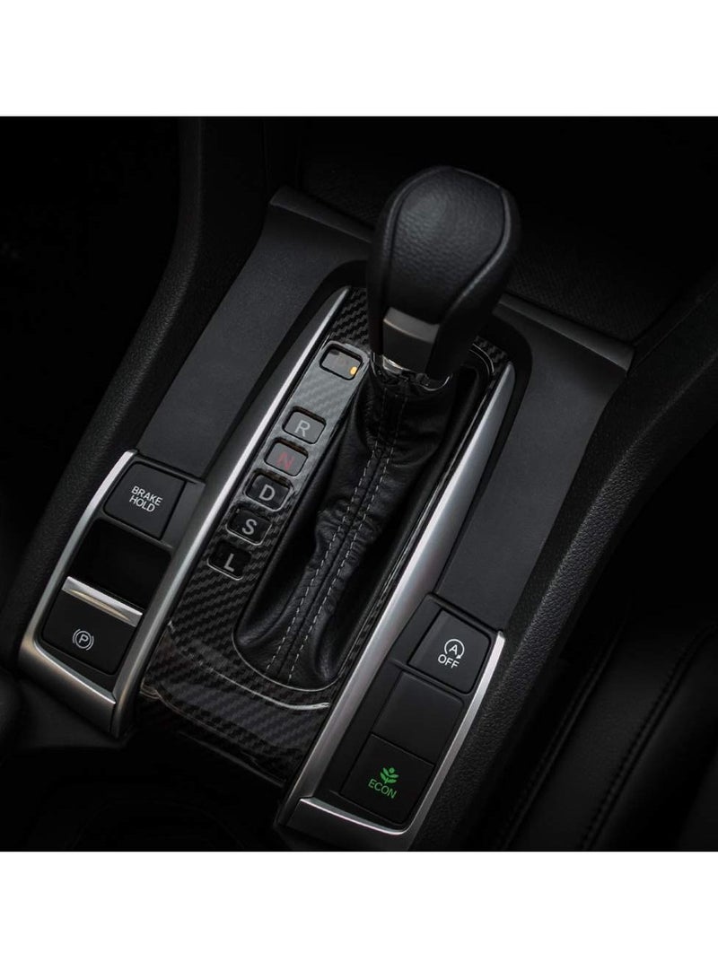 Carbon Fiber Grain Gear Panel Trim Shift Boot Cover for 10th Generation Civic, Stylish Texture for Honda Civic Sedan Hatchback Coupe 2016-2021 Automatic Transmission - Image 2