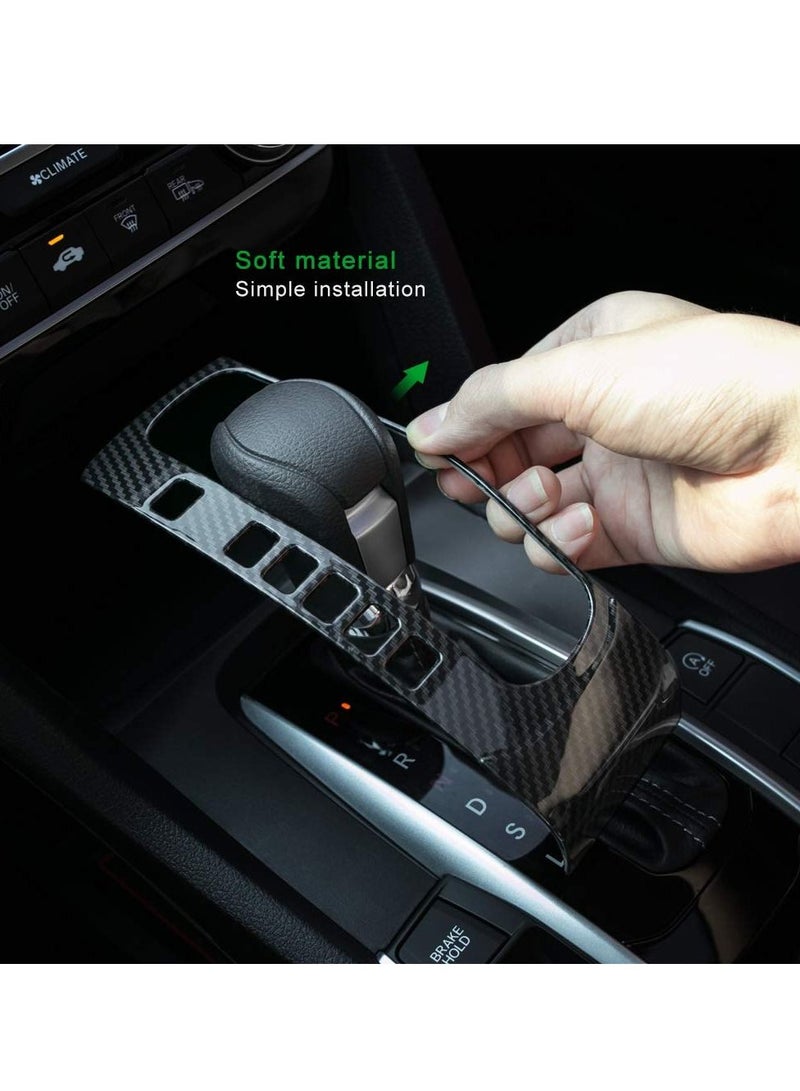 Carbon Fiber Grain Gear Panel Trim Shift Boot Cover for 10th Generation Civic, Stylish Texture for Honda Civic Sedan Hatchback Coupe 2016-2021 Automatic Transmission - Image 3
