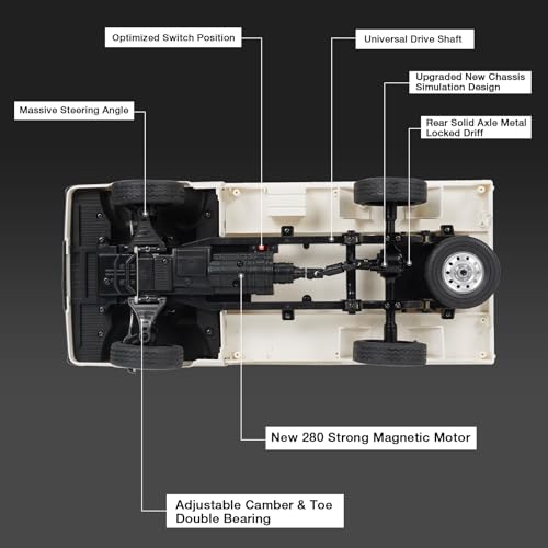 ARRIS WPL D14 RC Drift Car 1/10 4WD Off Road Truck 2.4 GHz Remote Control 4x4 Mini RC Kei Truck with 280 Motor, Proportional Throttle & Steering, Hobby Grade Vehicle RTR for Adults - Image 3